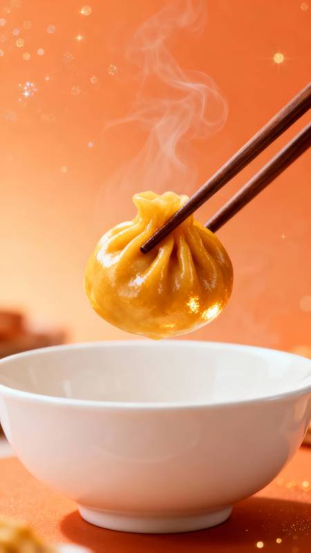 热腾腾的金汤包图片