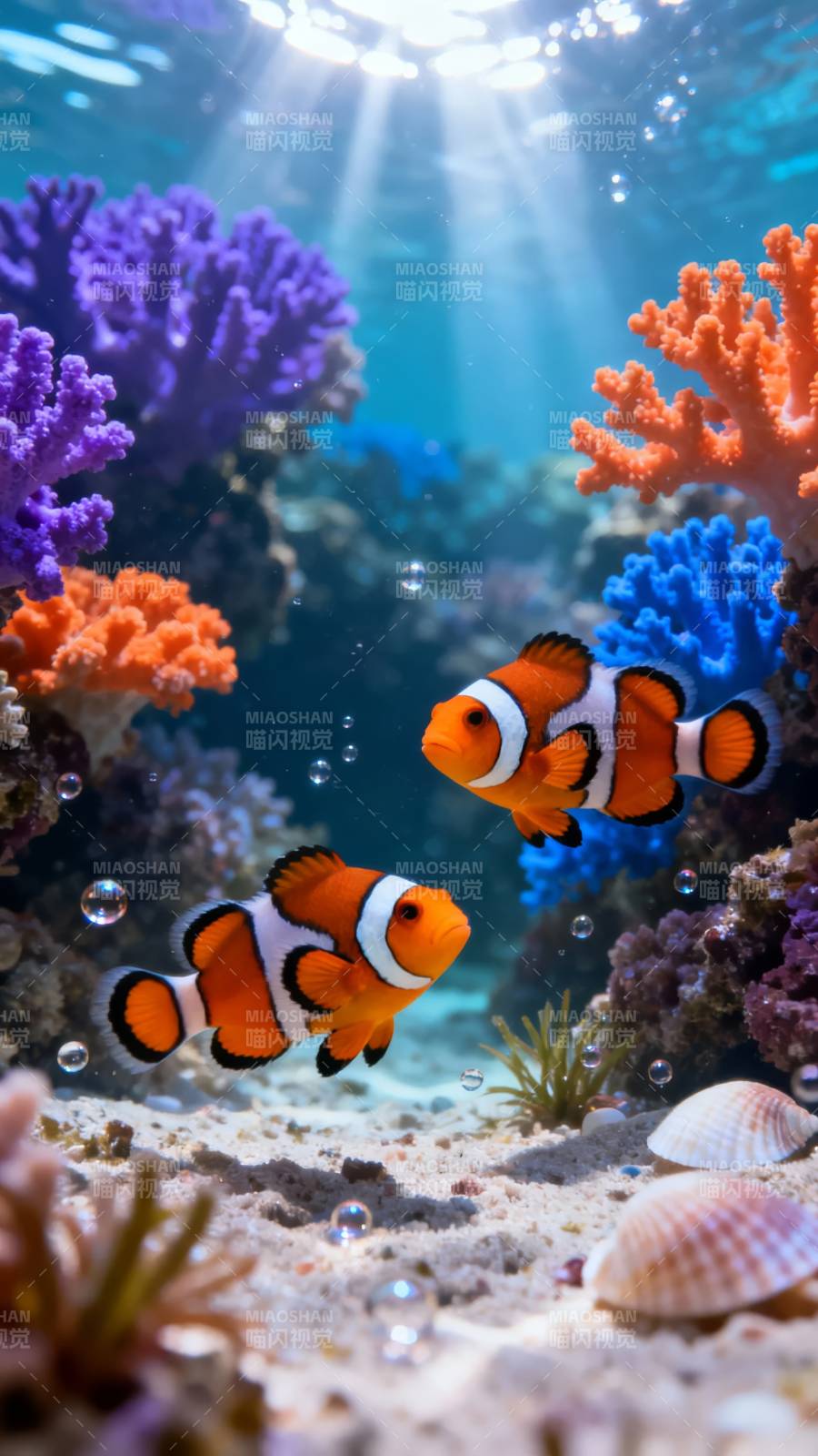 海底世界 小丑鱼游弋图片