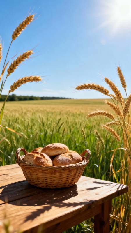 麦田里的面包篮图片