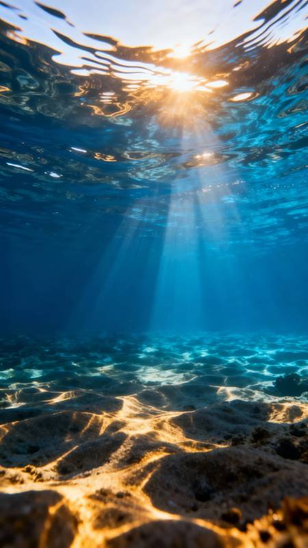 阳光穿透海底图片