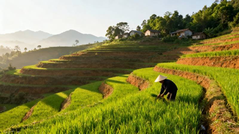 梯田农耕图图片