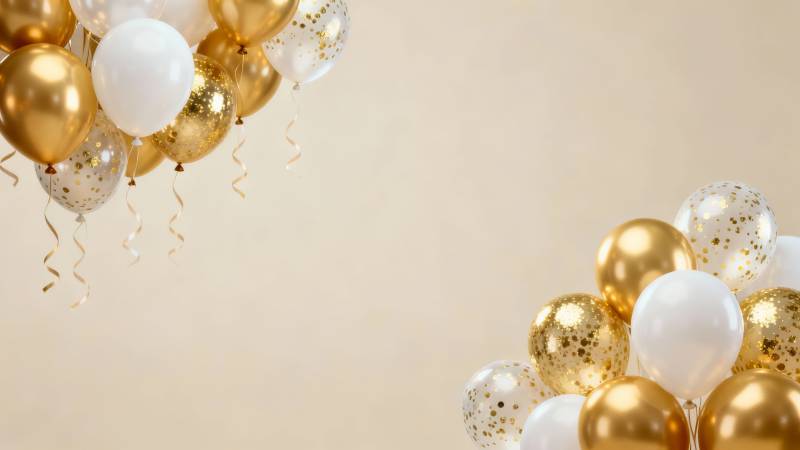 金色气球庆典图片