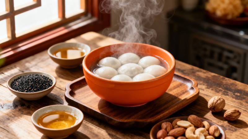 热腾腾的汤圆图片