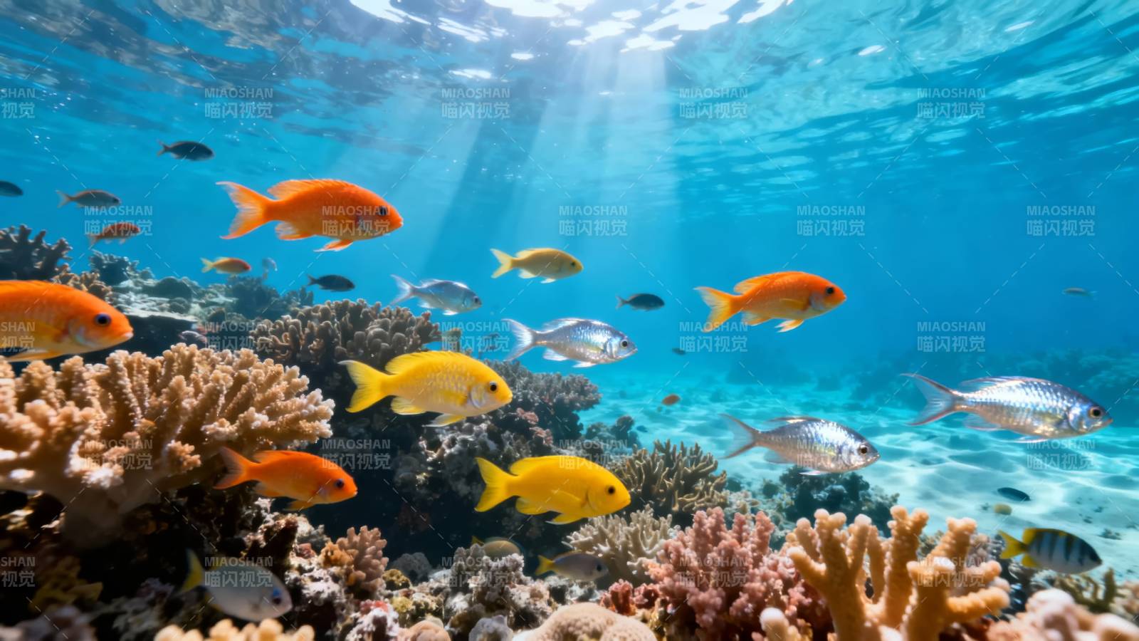 海底世界 鱼群游弋图片