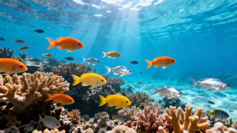 海底世界 鱼群游弋图片