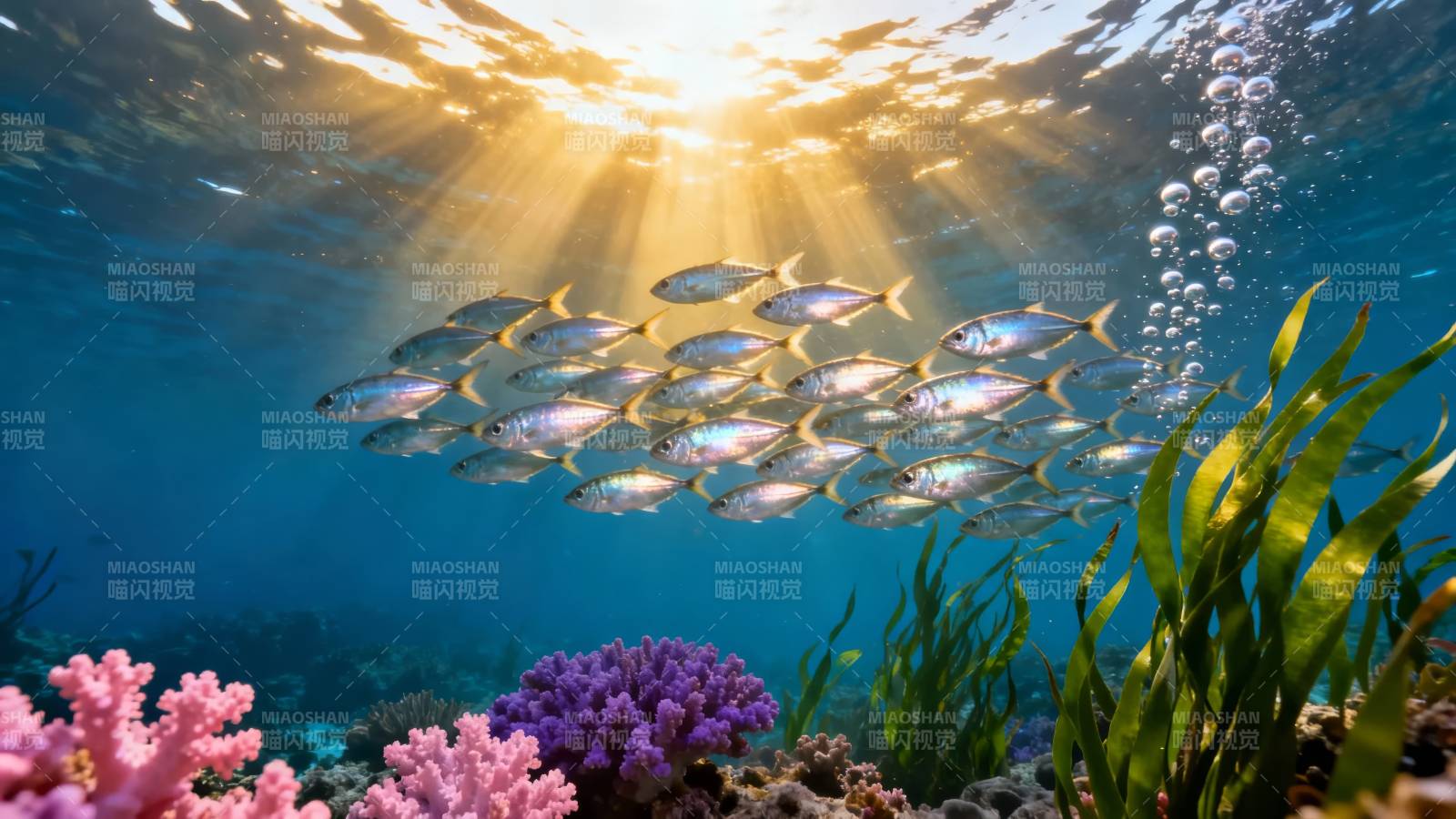 海底鱼群游弋图片