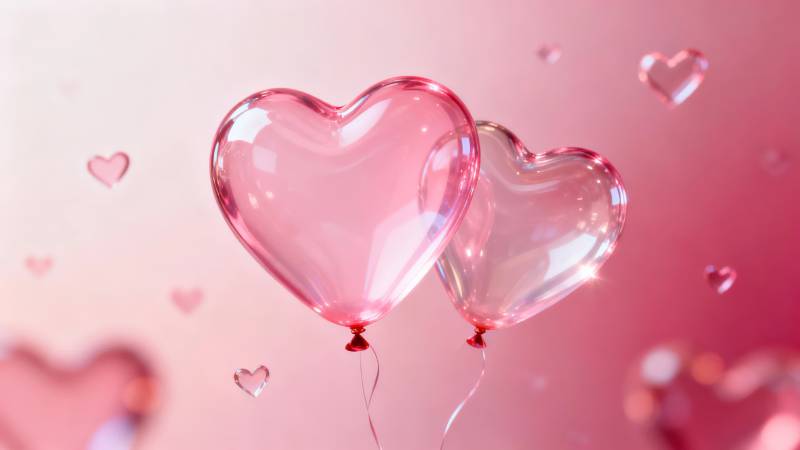 爱心气球飘浮图片