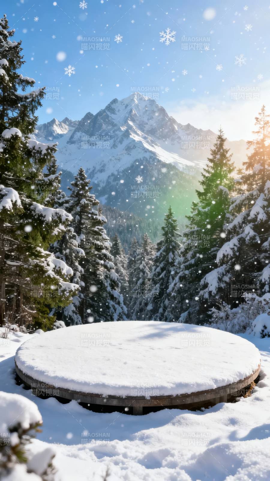 雪中静谧山景图片