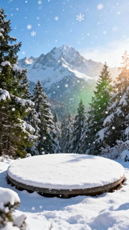 雪中静谧山景图片