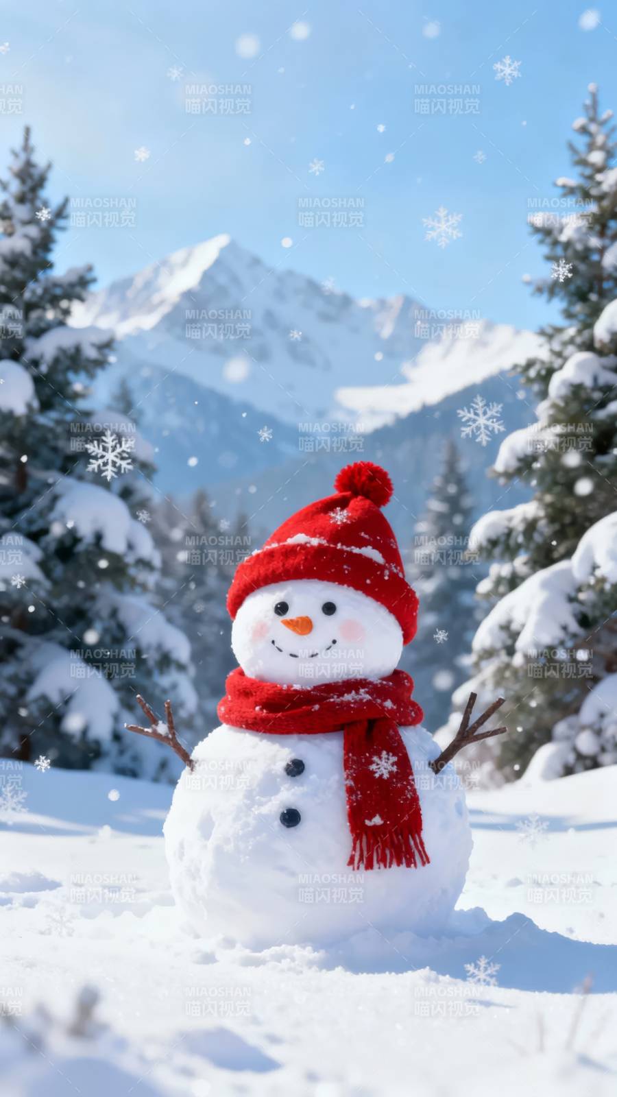 雪人微笑迎冬日图片