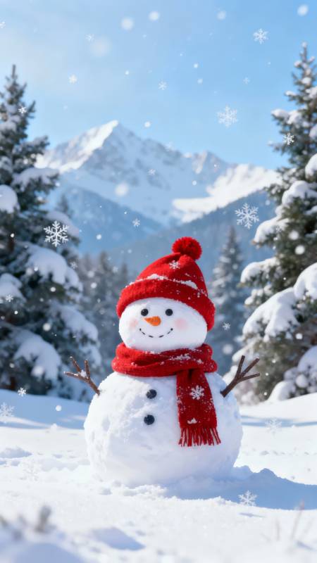 雪人微笑迎冬日图片