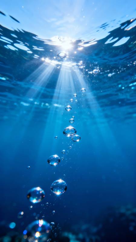 水下光束气泡图片
