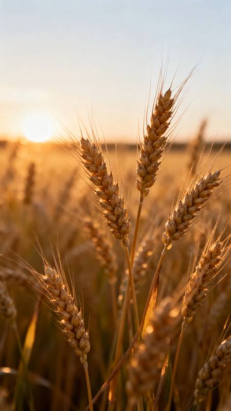 金色麦田日落时图片