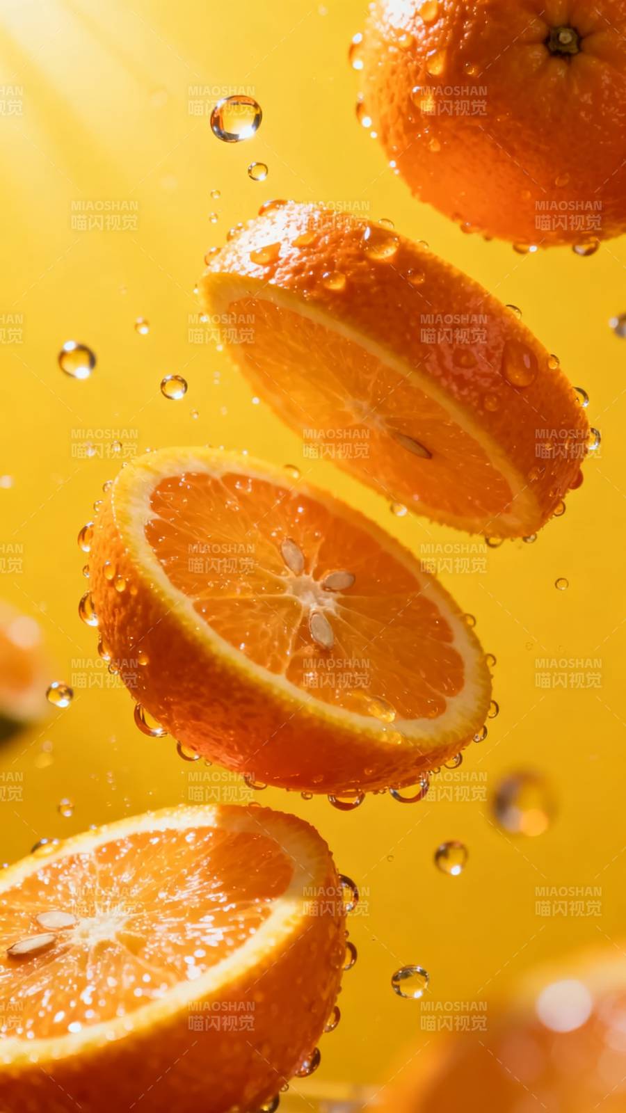 橙片跃动水珠图片