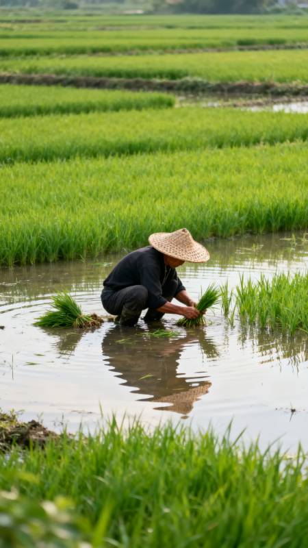 插秧人影图片