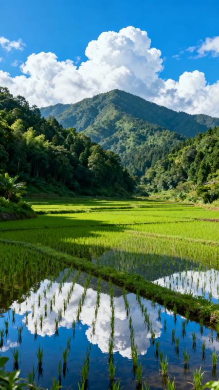 青山绿水映云天图片
