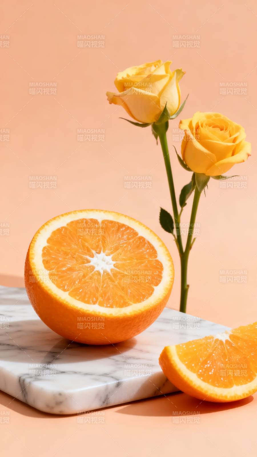 橙香玫瑰静物图片