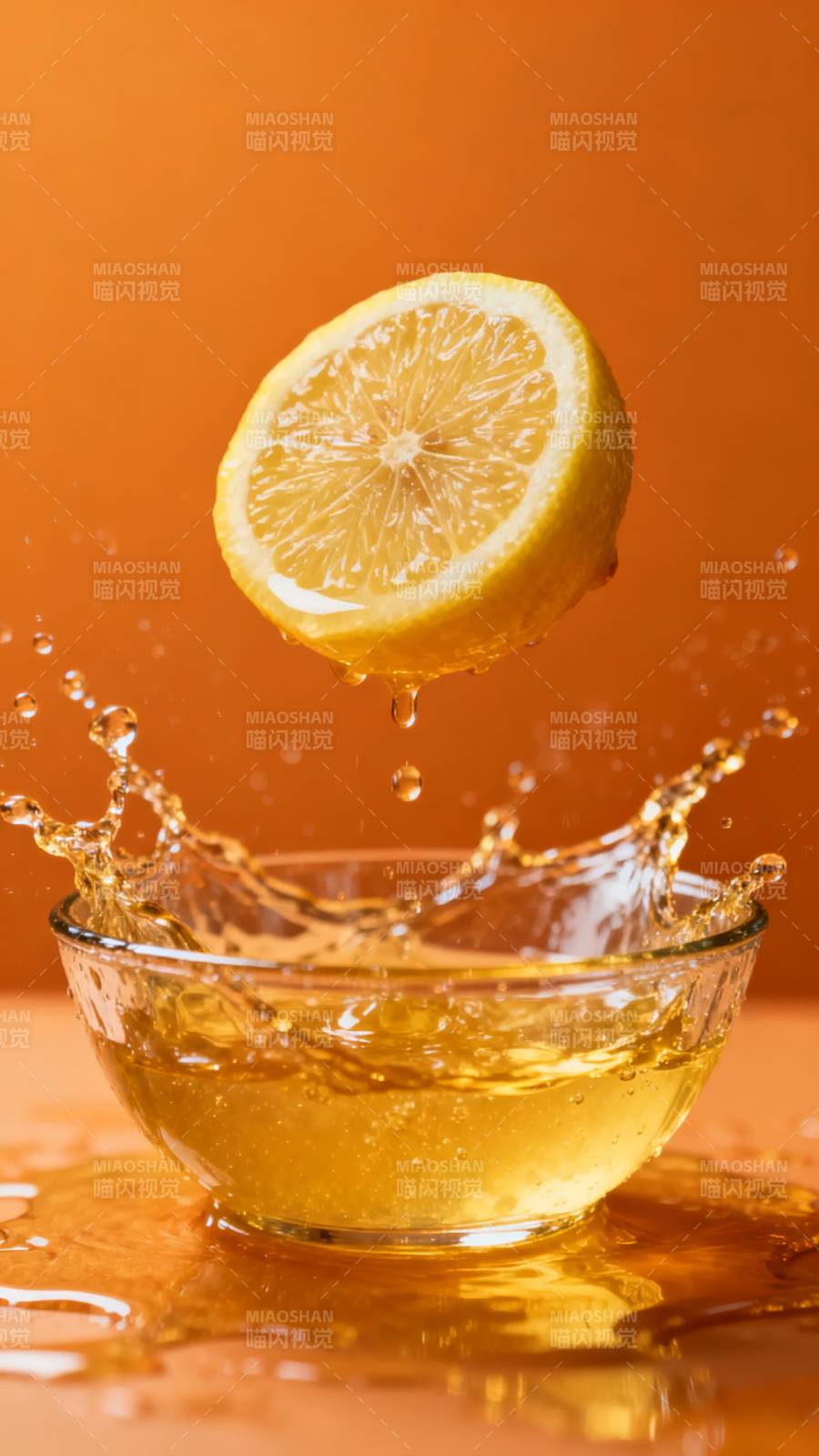 柠檬滴水瞬间图片