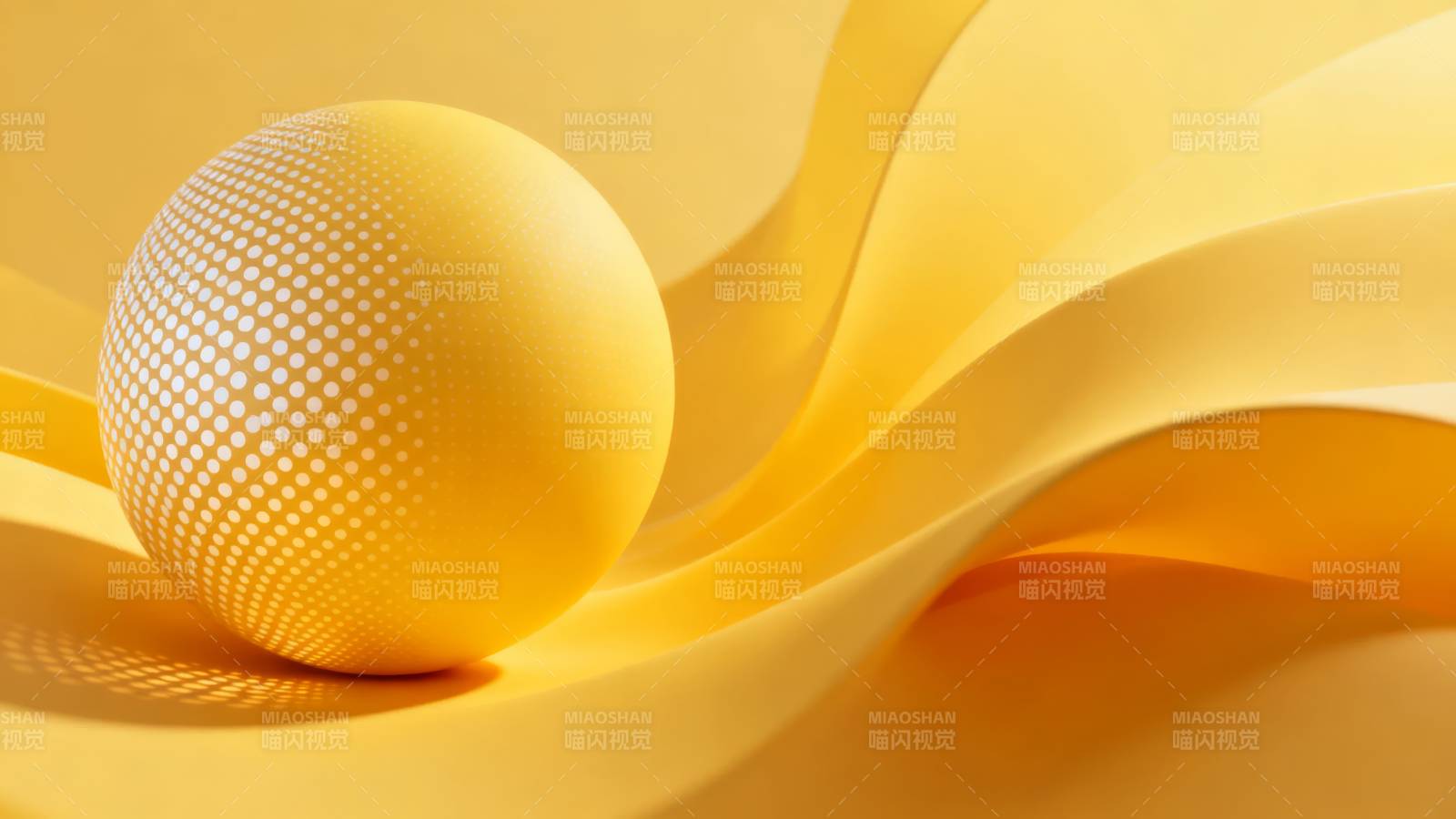 金色球体与波浪图片