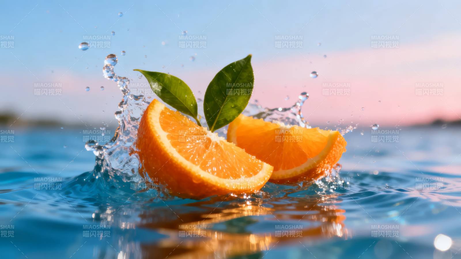 橙片入水溅起水花图片