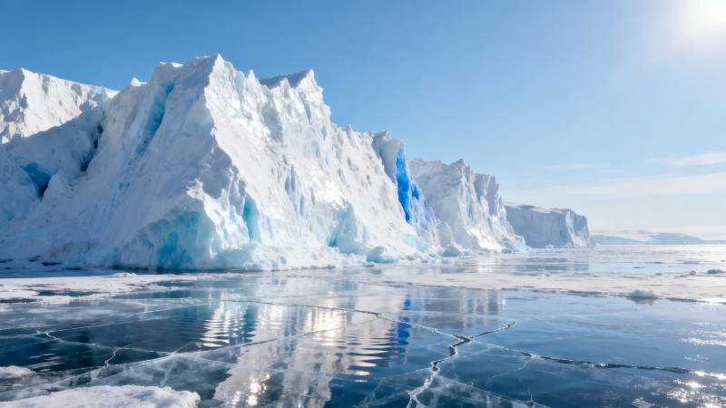 冰川映水 蓝天如洗图片