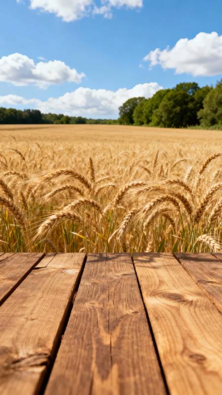 麦田木桌静景图片