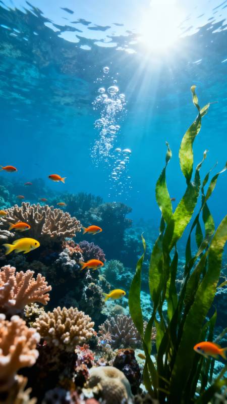 海底珊瑚鱼群图片