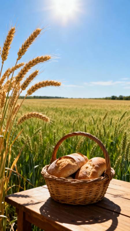 麦田里的面包篮图片