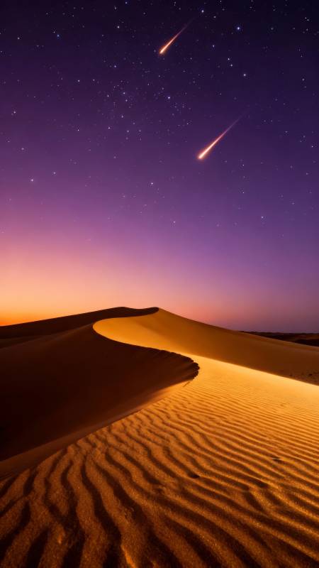 沙漠星雨夜景图片