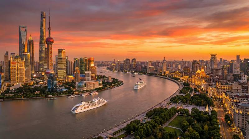 上海黄昏天际线图片