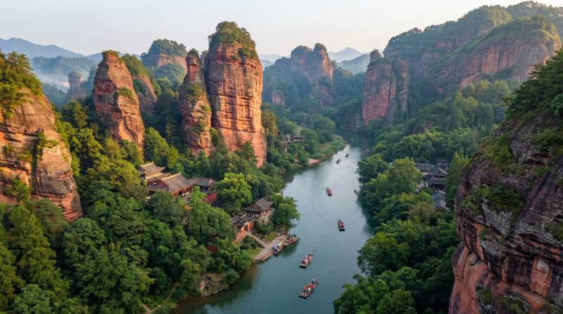 丹霞山水画卷图片