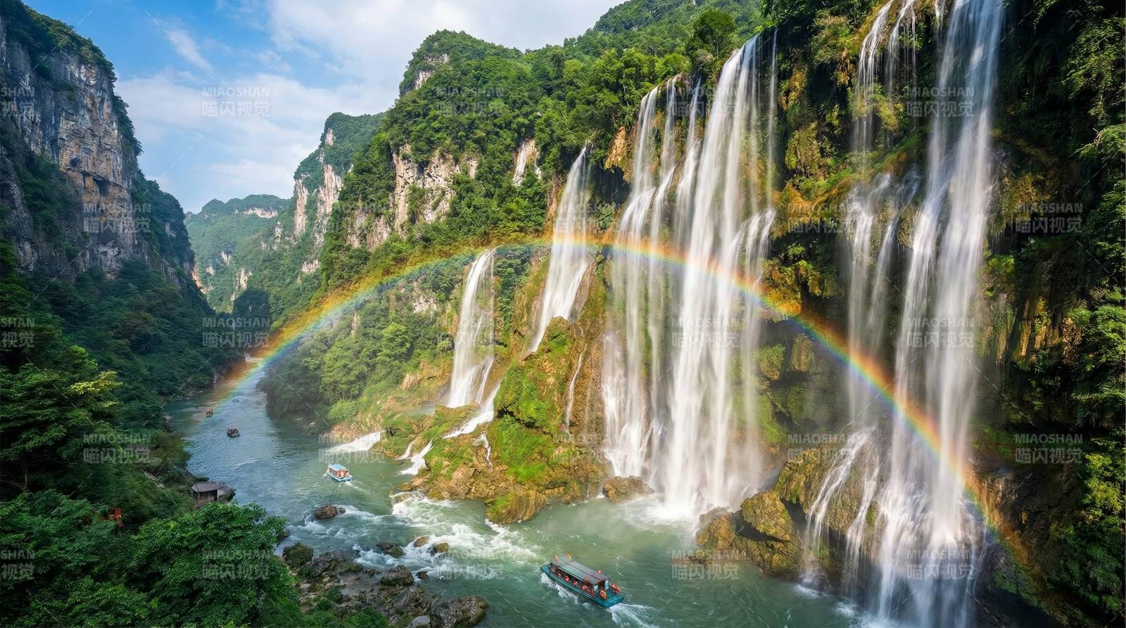 彩虹瀑布奇景图片