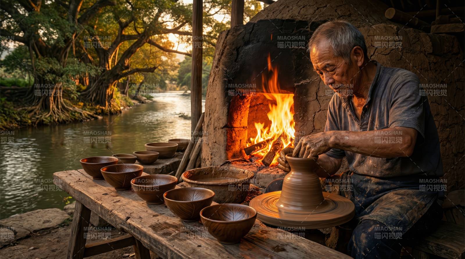 匠人窑火制陶图片