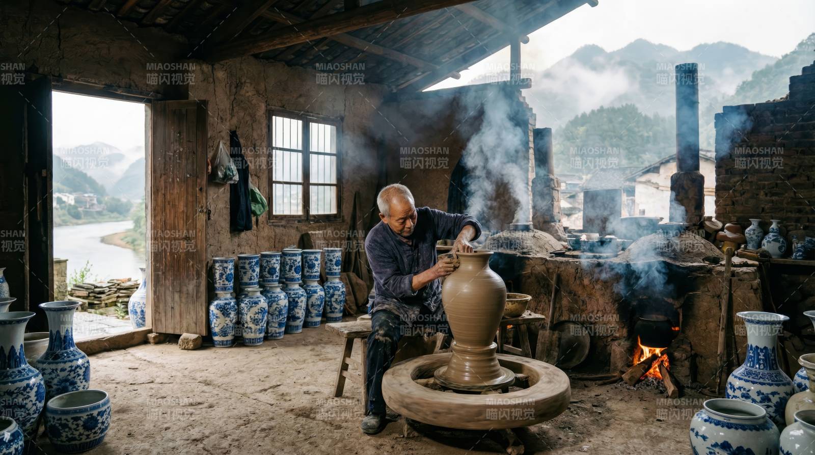 陶艺匠人制瓷图片