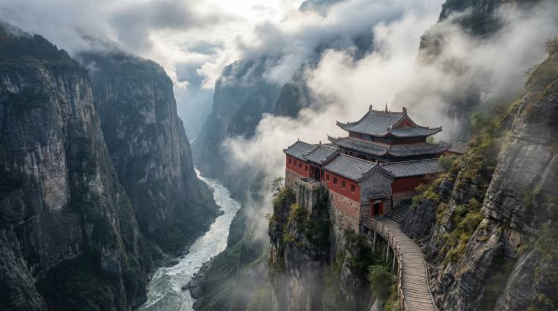 云雾山寺奇景图片