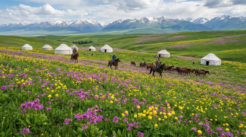 花海草原牧歌图片