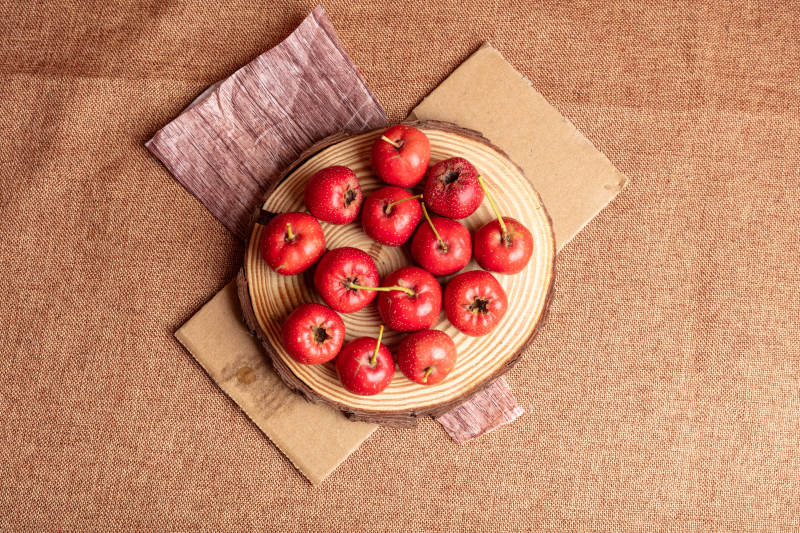 红果木盘静物图图片