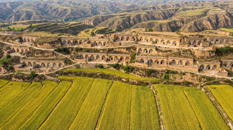 黄土高原窑洞风光图片