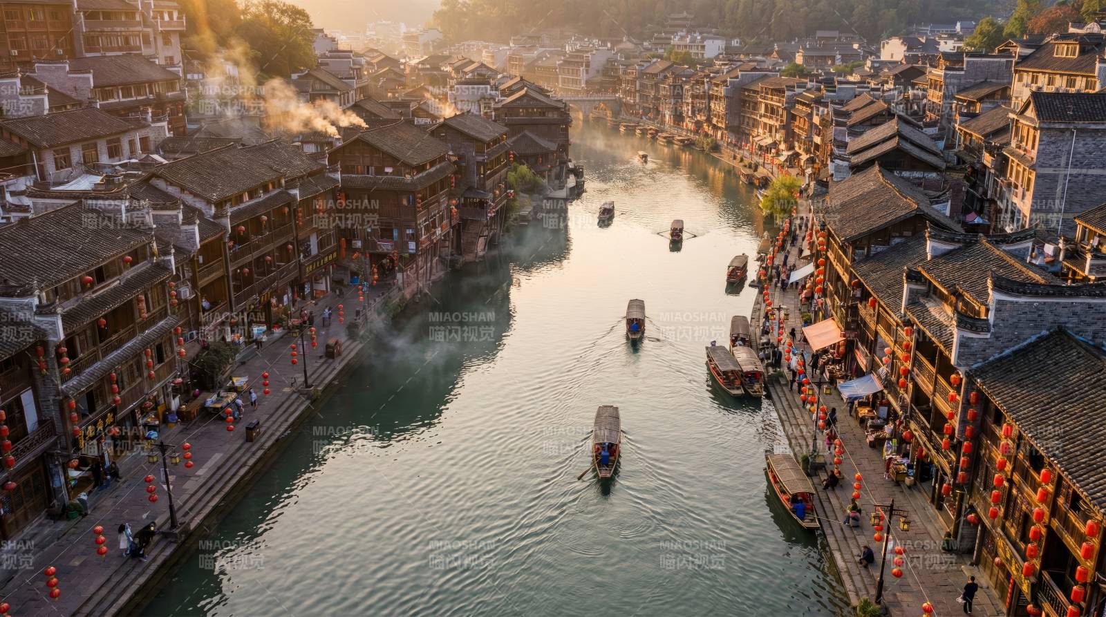 古镇水乡晨景图片