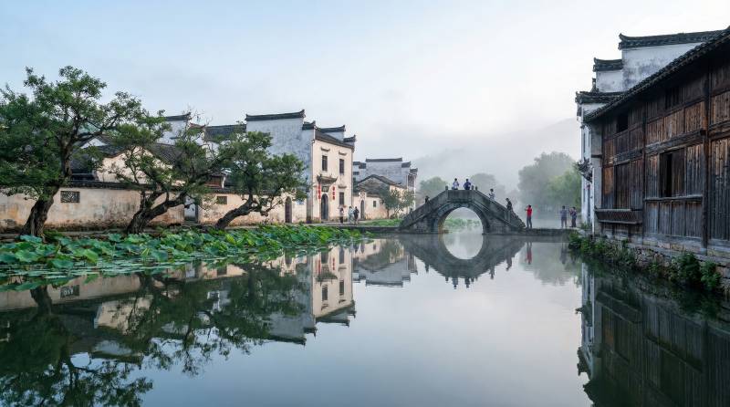 江南水乡晨景图片