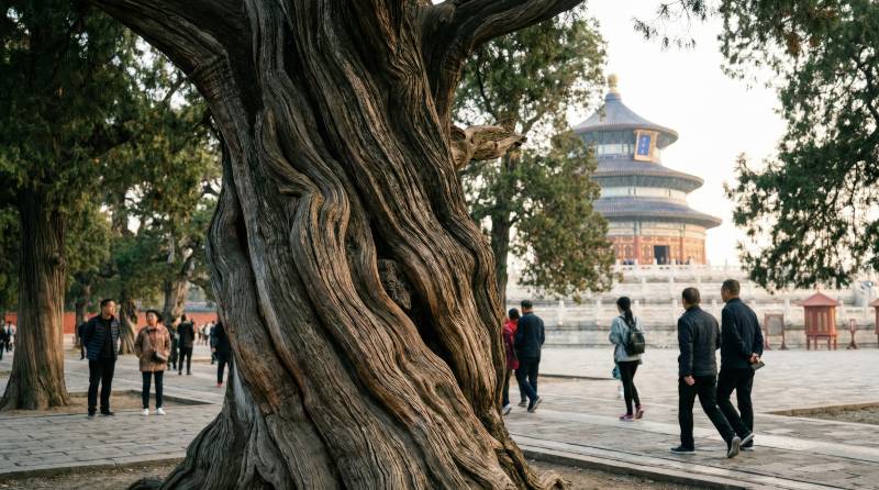 古树前的天坛祈年殿图片