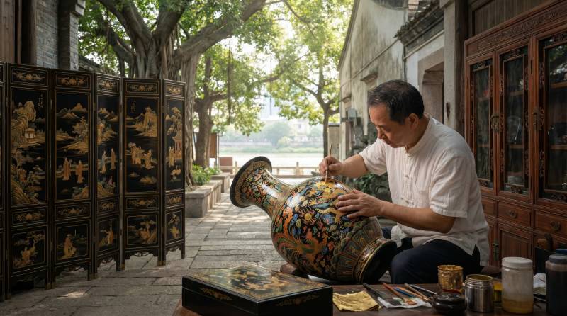 匠人修缮古瓷图片