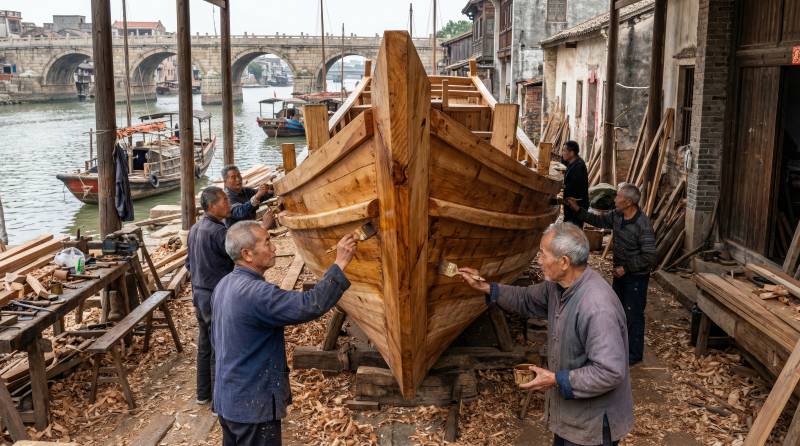 古船修复现场图片