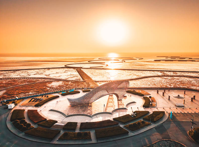 日落海滨雕塑园图片