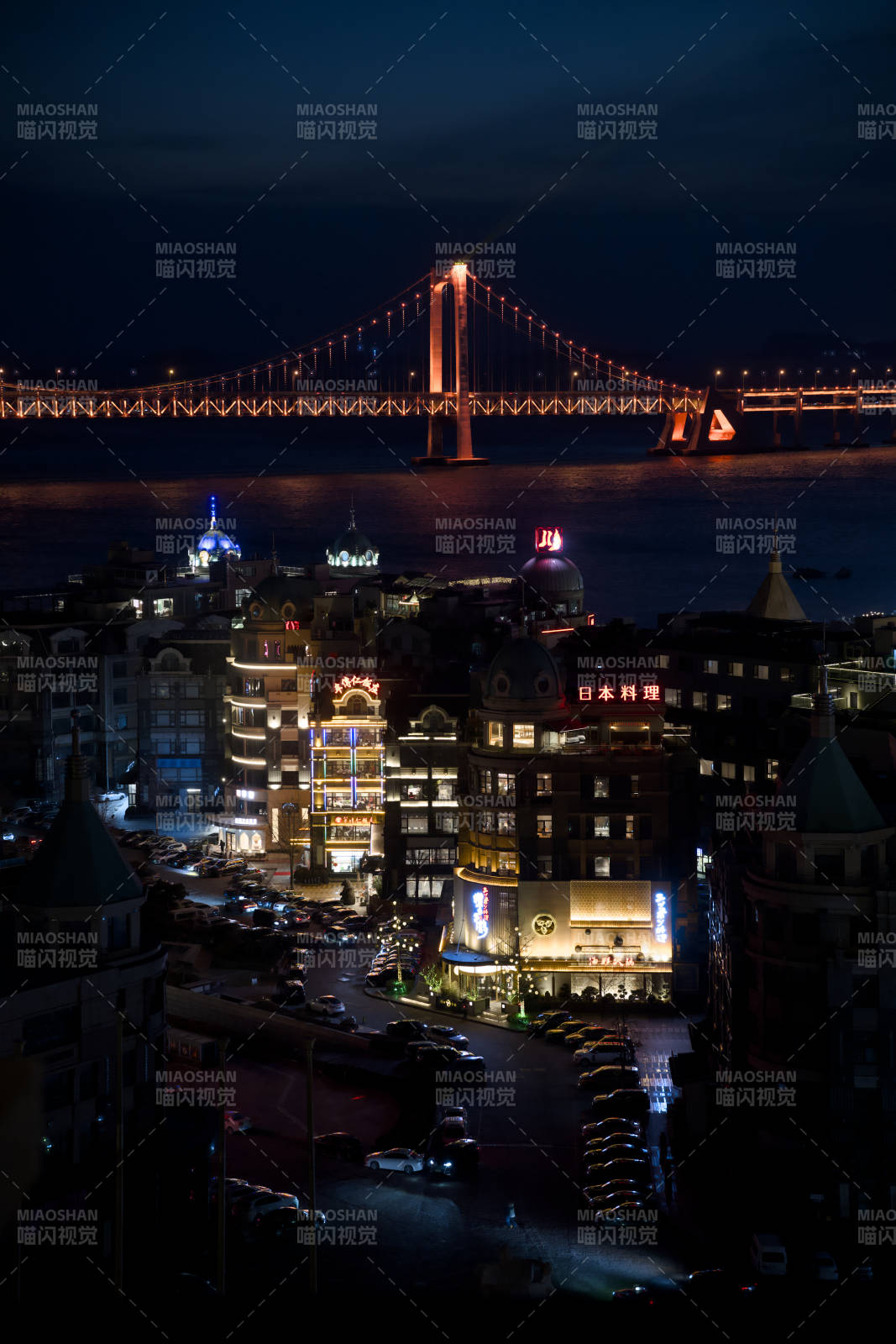 夜幕下的城市桥梁图片