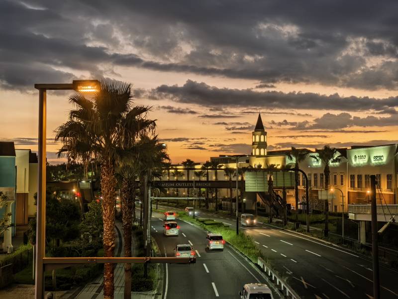 黄昏城市街景图片