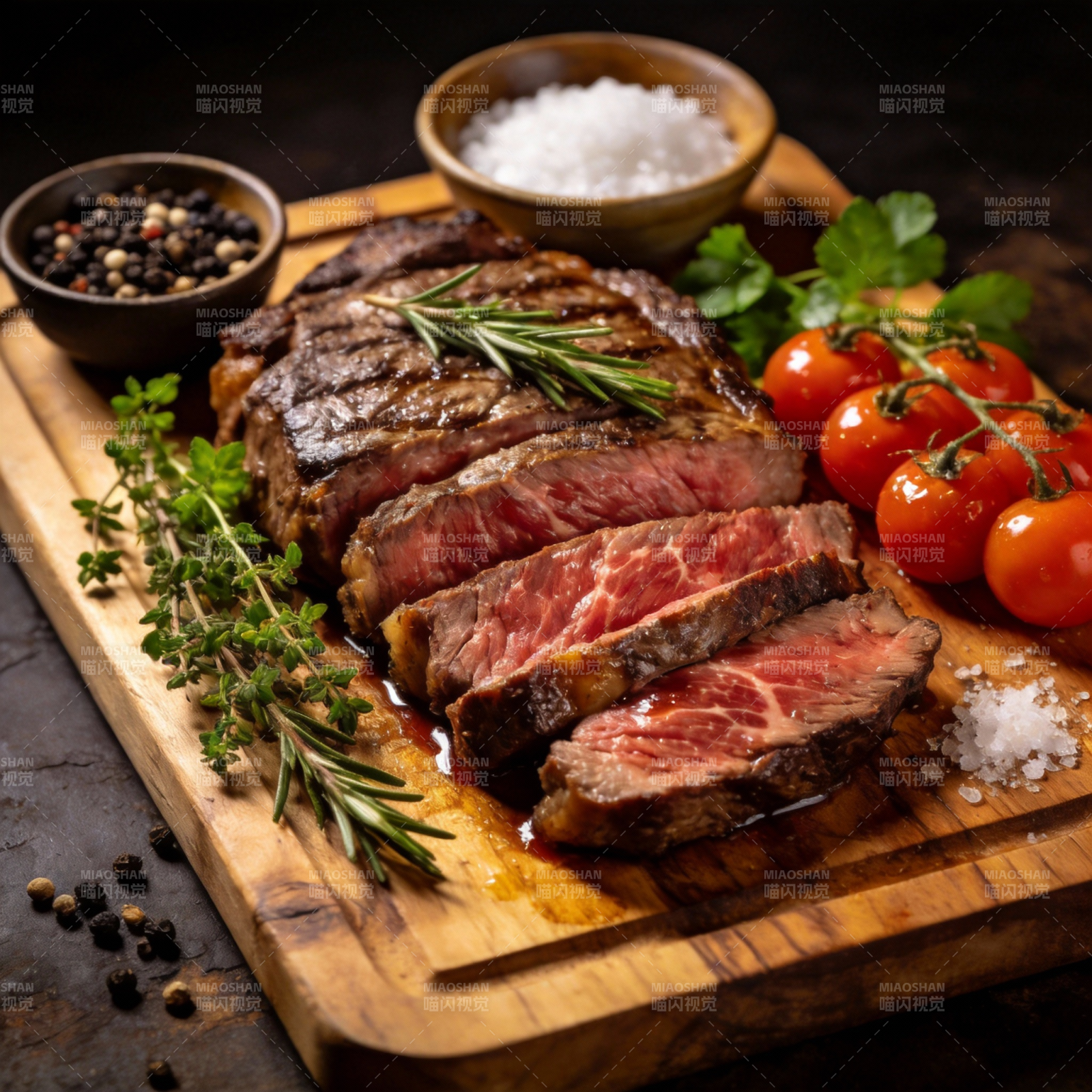 香煎牛排配香草图片