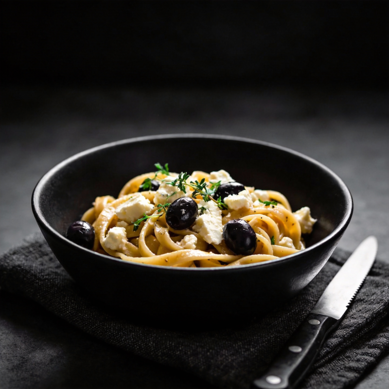 意面配橄榄与奶酪图片