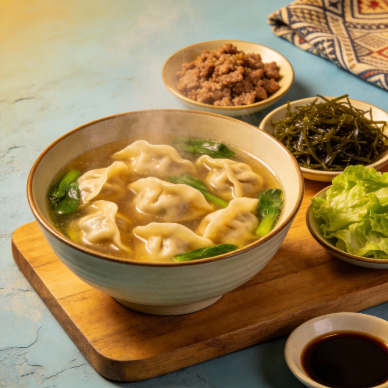 热腾腾的饺子汤图片