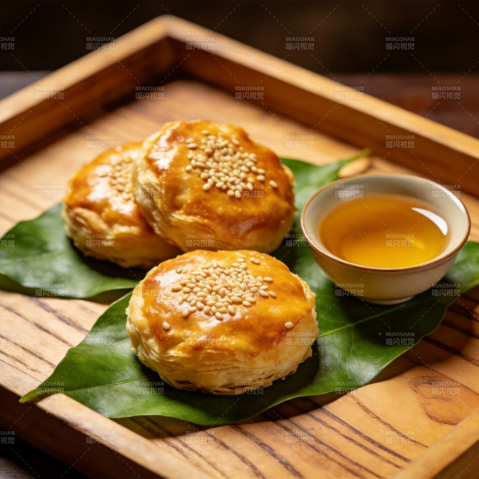 金黄酥饼配茶香图片